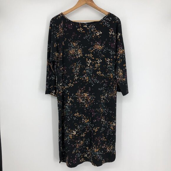 Le Chateau Black floral NWT Boatneck  3/4 sleeve midi dress SP - Picture 3 of 15